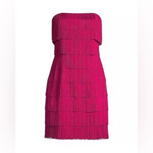 Liv Foster Fringe Cocktail Dress in Rich Magneta, NWT, Size 12